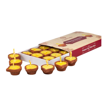 PUJAN Clay Diya Set of 15 exotic veda -revaais