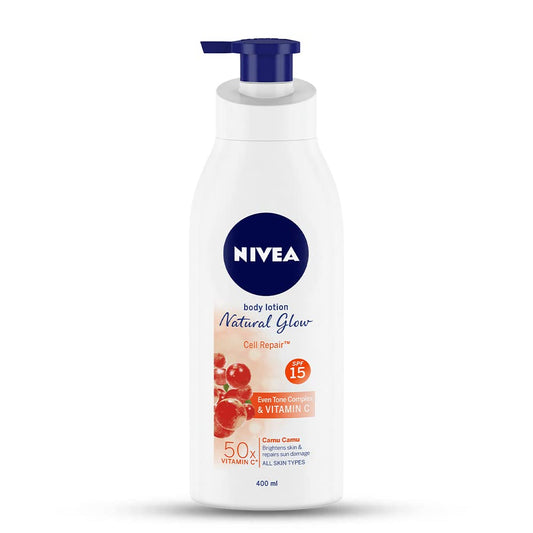 NIVEA Natural Glow Cell Repair Body Lotion with SPF 15 & 50X Vitamin C – 400ml