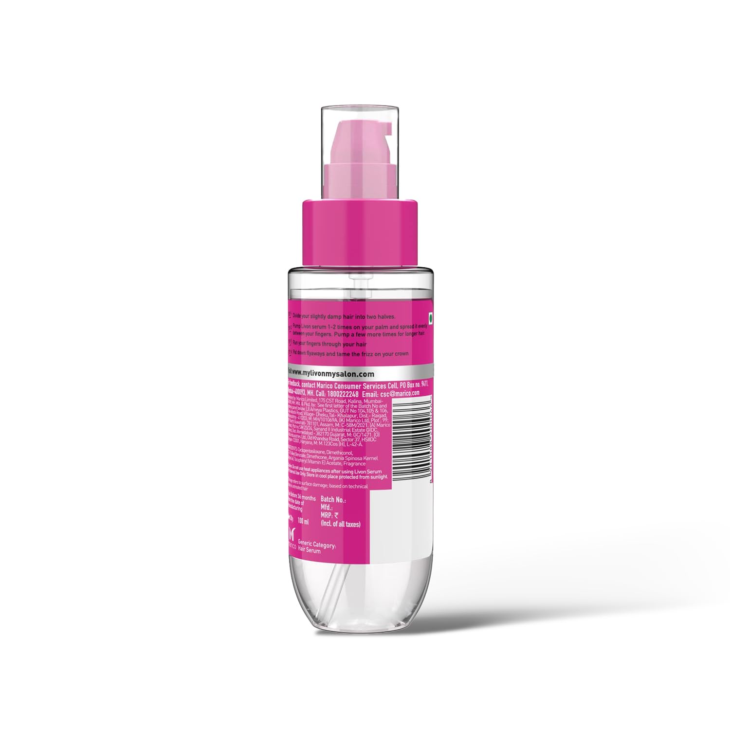 Livon Hair Serum Back Side – Ingredient List, Application Instructions & Product Info