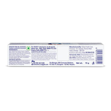 Sensodyne Sensitive Toothpaste Fresh Gel – 75g | Relieves Sensitivity & Strengthens Enamel