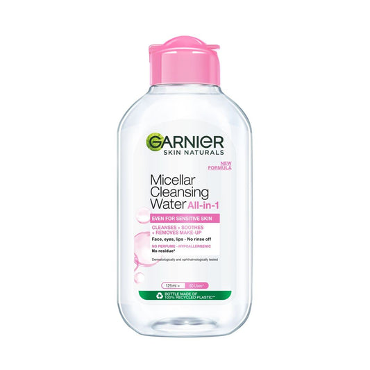 Garnier Skin Naturals Micellar Cleansing Water, 125ml – Gentle Makeup Remover & Cleanser for All Skin Types