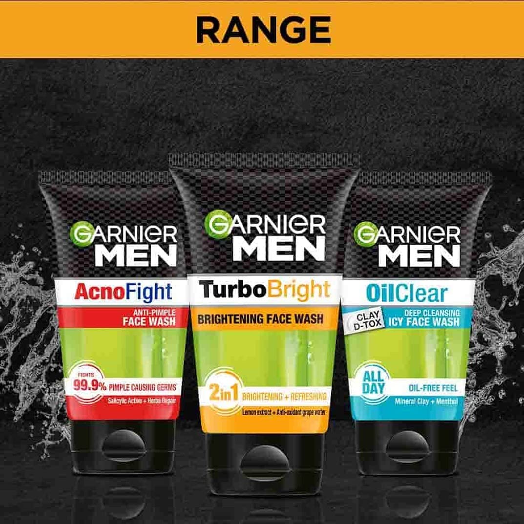 Garnier Men TurboBright Face Wash – Deep Cleansing & Brightening, 100g