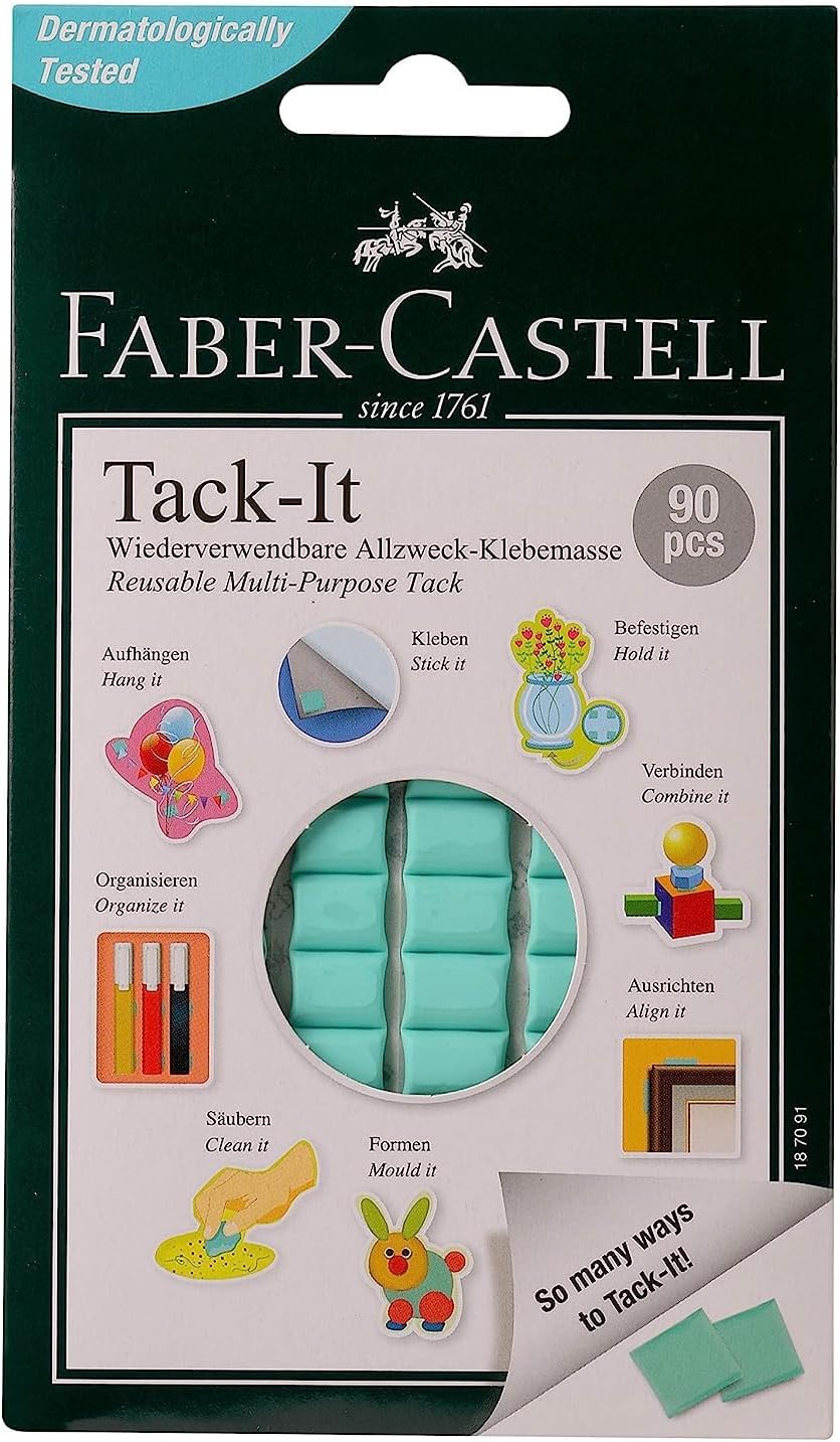 Faber-Castell Tack-It Multipurpose Adhesive - Non-Toxic, Reusable & Removable | 90 Adhesive Blocks for Home, Office & Schoo