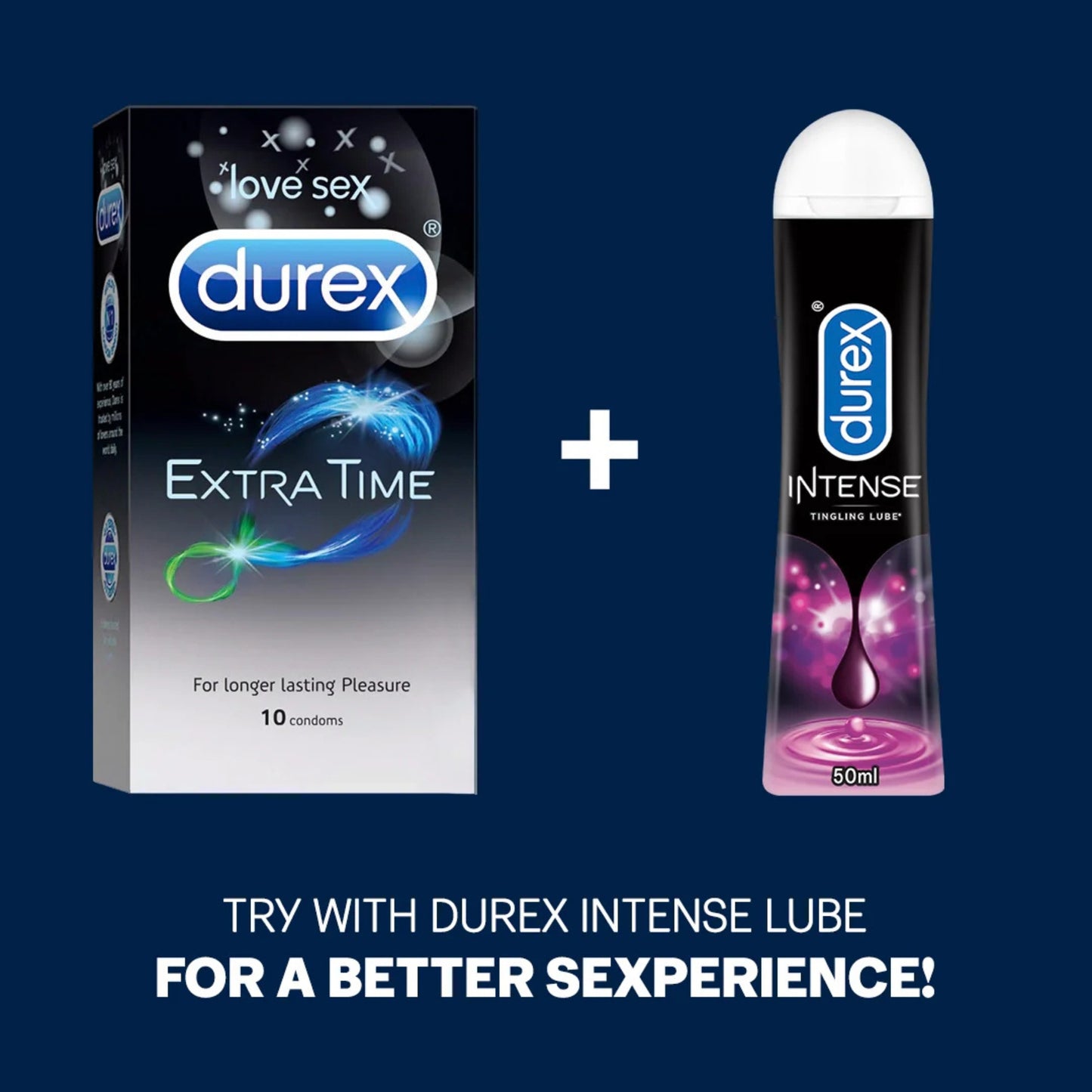 Durex Extra Time Condoms - Long Lasting, Extended Pleasure (Pack of 10)