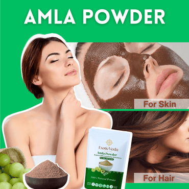 Organic Amla Powder by Exotic Veda – Herbal Supplement for Immunity, Hair Growth, and Detoxification,Vegan, Non-GMO (100g)