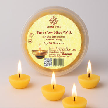 Pure Cow Ghee Diya for Pooja | Ready-to-Use Cotton Batti -Exotic Veda