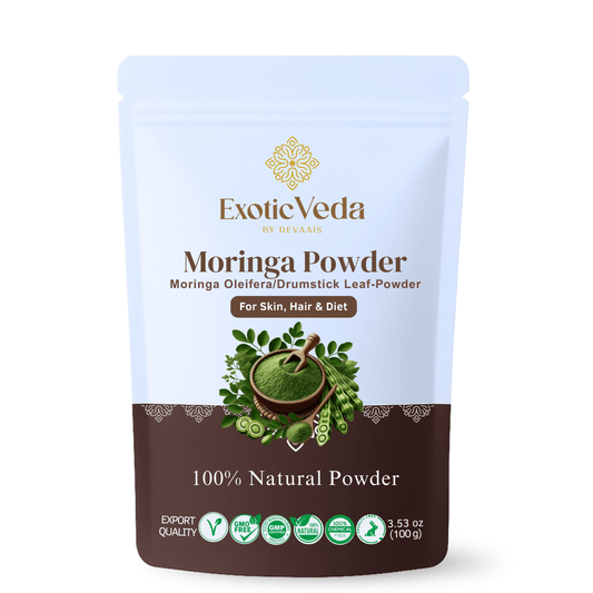 Exotic Veda Moringa Leaf Powder | 100% Natural , Vegan, Non-GMO Superfood – 100g | Rich in Antioxidants & Nutrients
