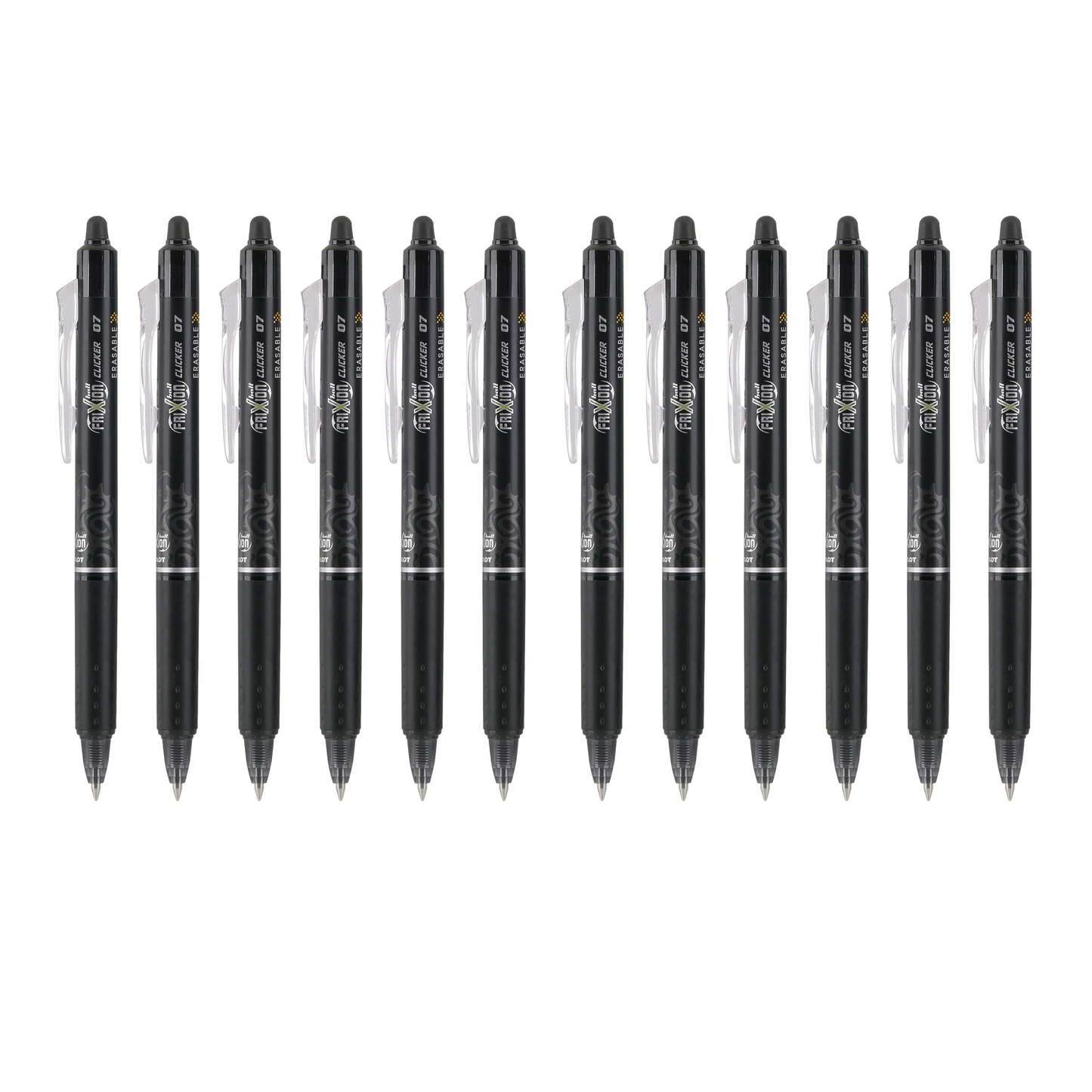 PILOT FriXion Ball Clicker Retractable Erasable Gel Pen, Fine Point, 0.7mm, Black Ink, 12 Count – Smooth, Erasable Writing for Professionals & Students