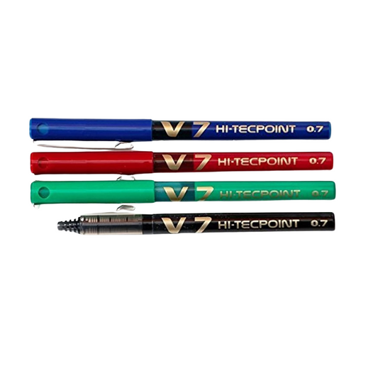 Pilot V7 Hi-Techpoint Rollerball Pens – 0.7mm Fine Tip, Liquid Ink (Pack of 4 Colors) revaais