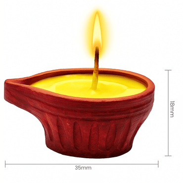 Handcrafted Poojan Clay Diya Set of 15 – Eco-Friendly Diyas with Premium Cow Ghee Wick | Ideal for Spiritual Rituals, Religious Ceremonies, Meditation