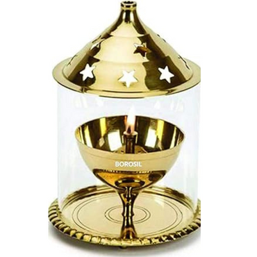 Borosil Akhand Diya (Small, Brass) – Long-Lasting & Smokeless Brass Oil Lamp for Pooja & Home Décor Revaais