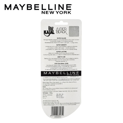 Maybelline New York The Colossal Kajal - Super Black (2X Blacker) Waterproof Pencil,