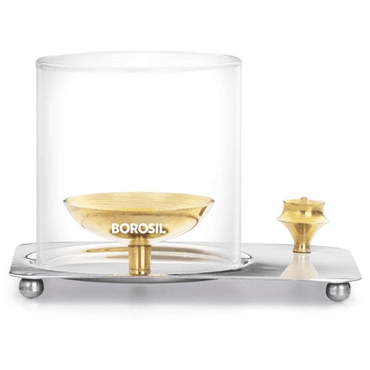 Oil Lamp for Pooja & Home Decor | Traditional & Decorative Diya for Spiritual Spaces Borosil Glass Aarti Diya Golden revaais