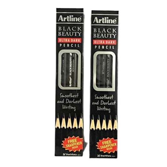 Artline Dark Pencil Pack of 2 | Bold Graphite Lead | Includes Sharpener | Ideal for Writing & Drawing