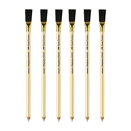Faber-Castell Perfection Eraser Pencil with Brush (6-PACK) – Precision Erasing for Artists, Students & Professionals