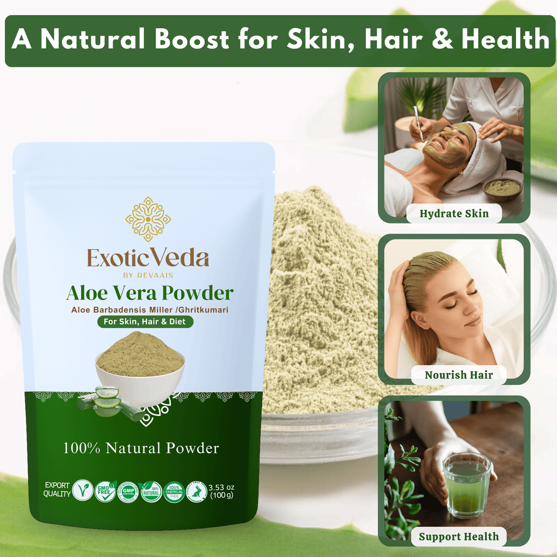 Exotic Veda Aloe Vera Powder: Benefits for Hair Growth
