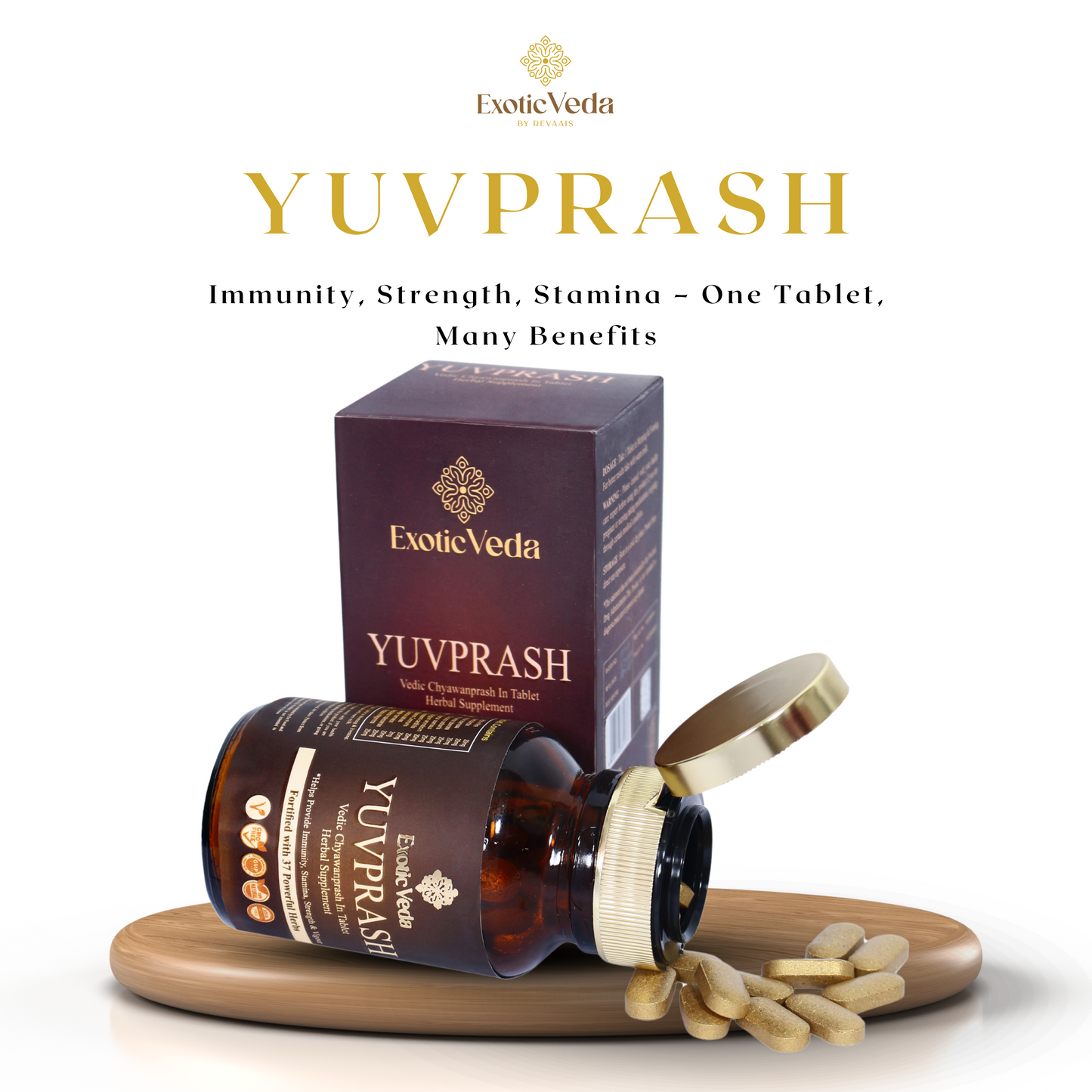 Exotic Veda Yuvprash Tablets | Vedic Chyawanprash in Tablet Form | Natural Herbal Supplement for Immunity & Vitality