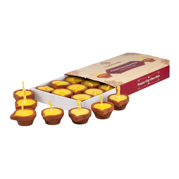 PUJAN Clay Diya Set of 15 exotic veda -revaais 