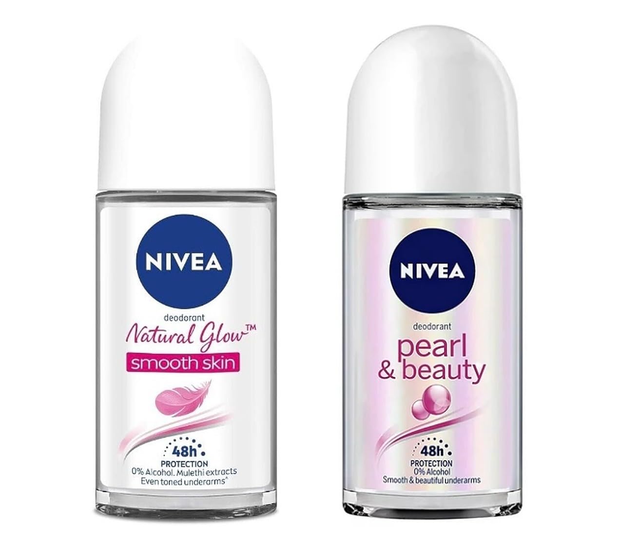 Combo Pack - Nivea 48h Smooth Skin Deodorant + Nivea 24h Pearl & Beauty Deodorant | Long-Lasting Freshness & Smooth Skin