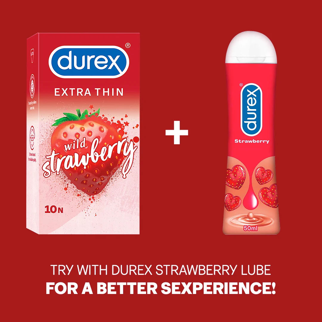 Durex Extra Thin Wild Strawberry Flavored Condoms for Men – 10s