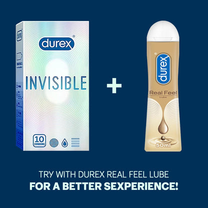 Durex Invisible - 10 Condoms Super Ultra Thin Condoms for Men || Maximum Sensitivity with Reliable Protection