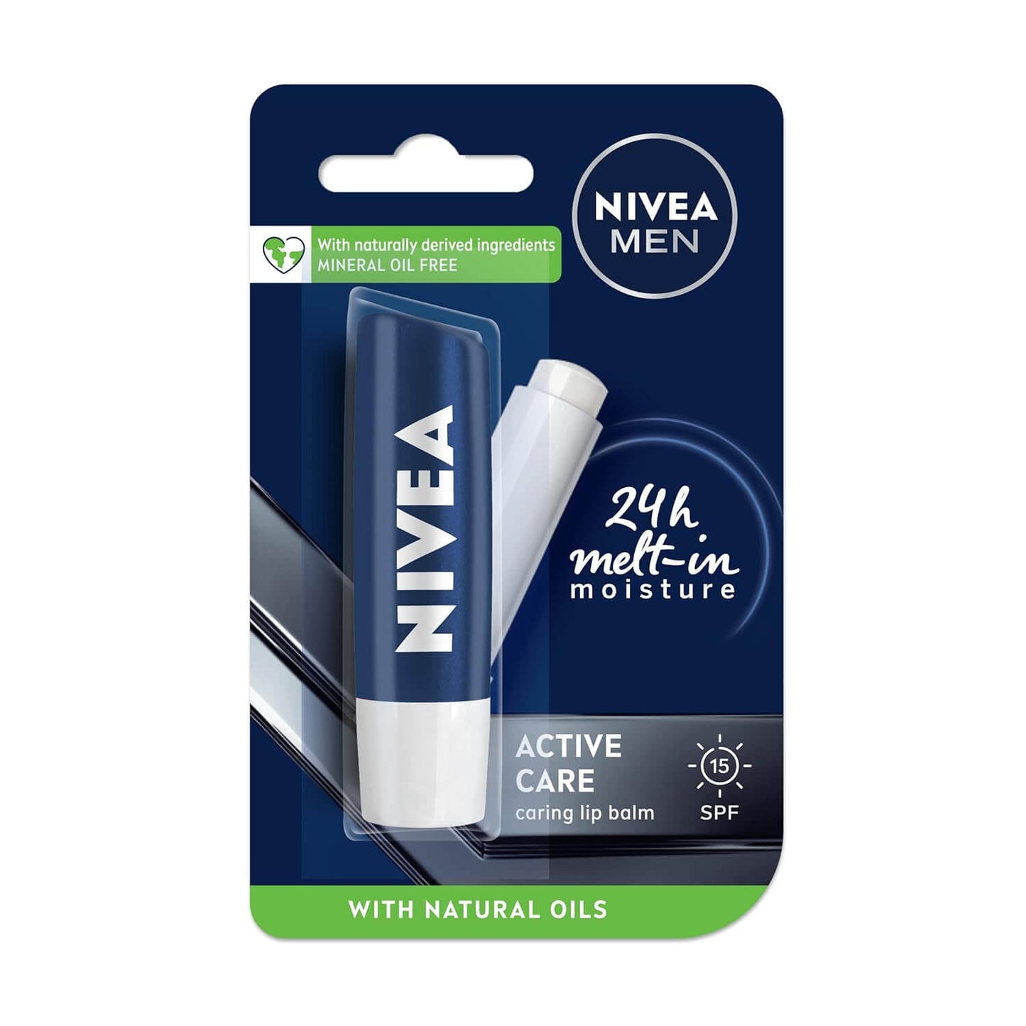 Nivea Men's Active Care SPF 15, 4.8g - Moisturizing Lip Balm for Dry Lips