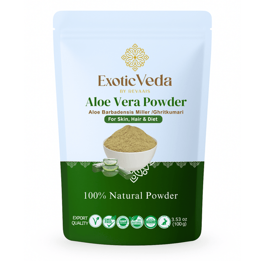 Pure Aloe Vera Powder Natural Herbal Supplement for Skin & Hair Care (100g) - Exotic Veda