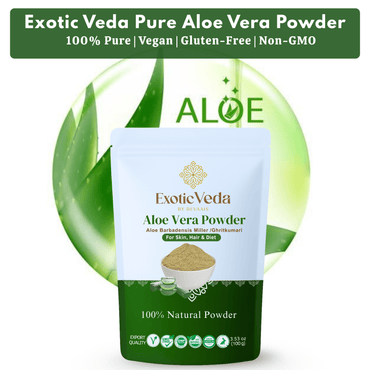 Pure Aloe Vera Powder Natural Herbal Supplement for Skin & Hair Care (100g) - Exotic Veda