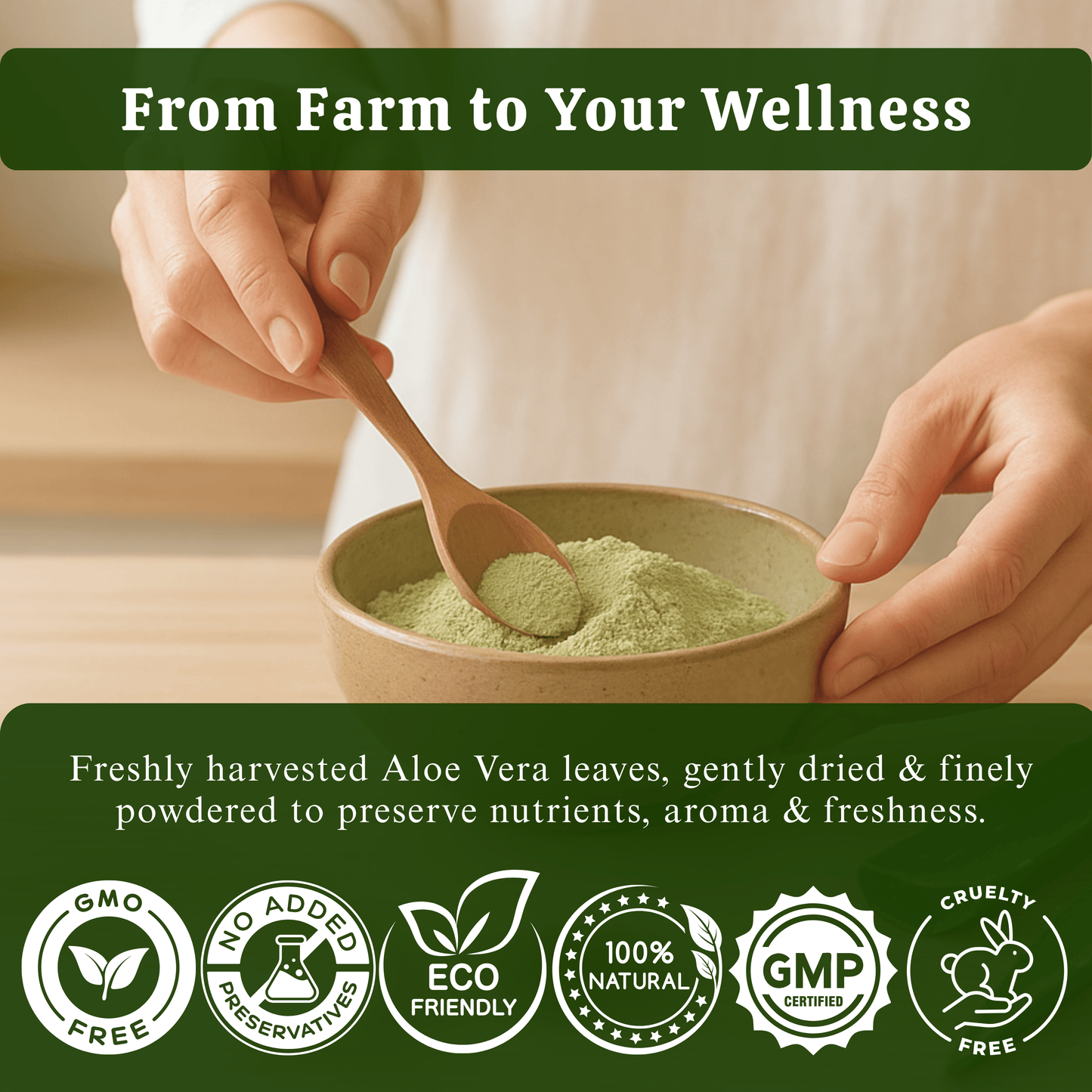 Pure Aloe Vera Powder Natural Herbal Supplement for Skin & Hair Care (100g) - Exotic Veda