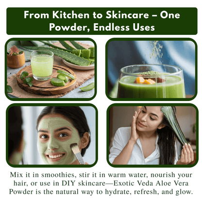 Pure Aloe Vera Powder Natural Herbal Supplement for Skin & Hair Care (100g) - Exotic Veda