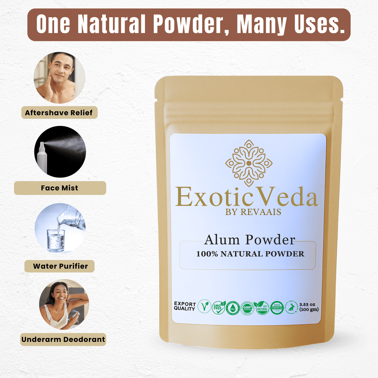 100% Pure Potassium Alum Powder (Fitkari) – 100g | Natural Multi-Purpose Crystal