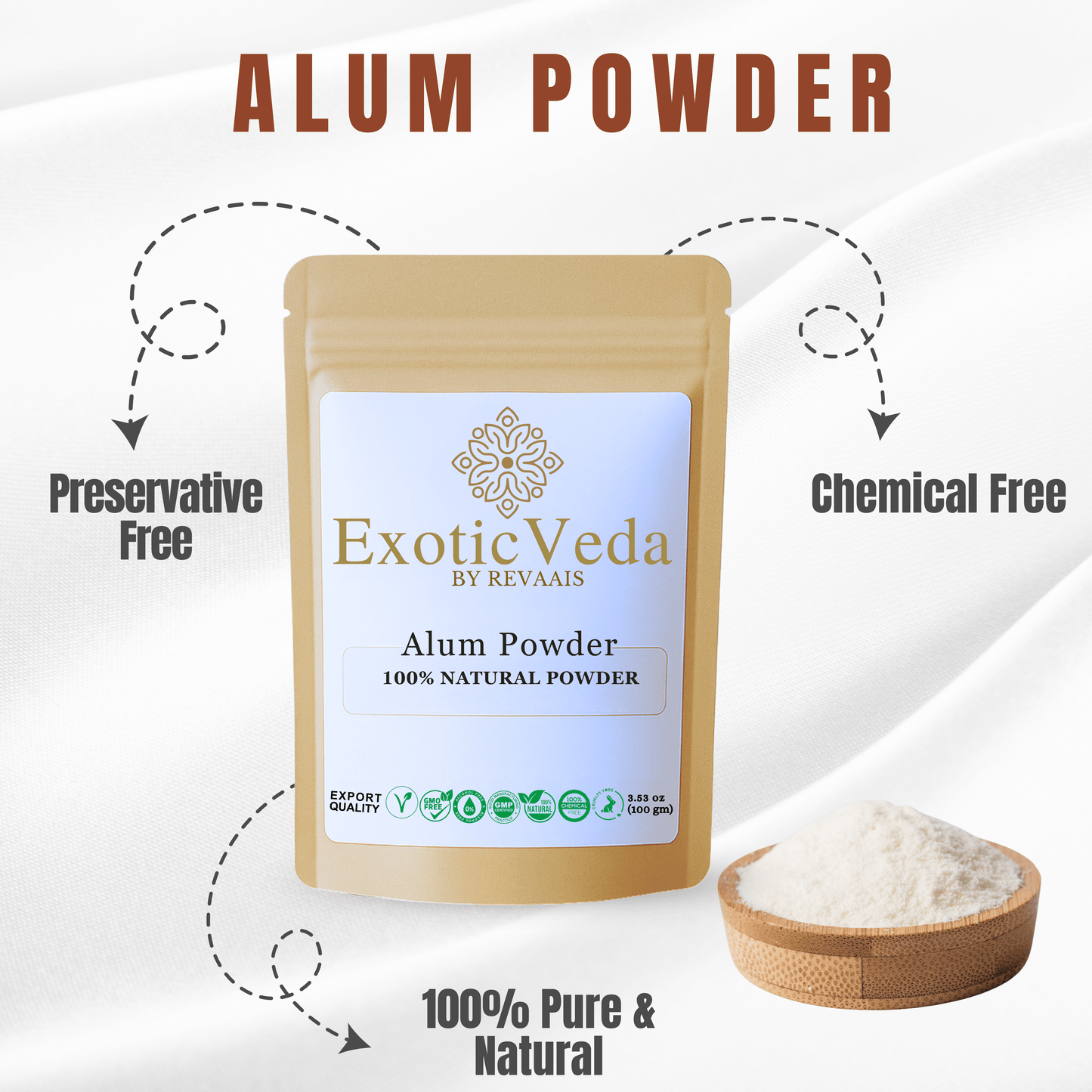 100% Pure Potassium Alum Powder (Fitkari) – 100g | Natural Multi-Purpose Crystal