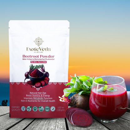 Exotic Veda Beetroot Powder -Vegan & Gluten-Free - 100% Natural, Non-GMO (100g)