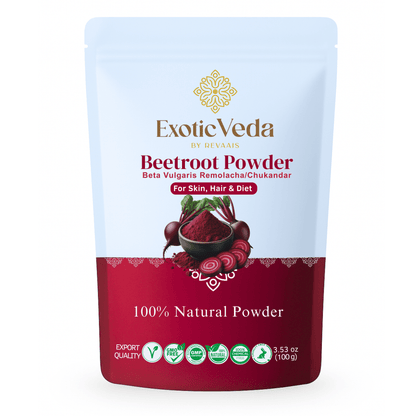 Exotic Veda Beetroot Powder -Vegan & Gluten-Free - 100% Natural, Non-GMO (100g)