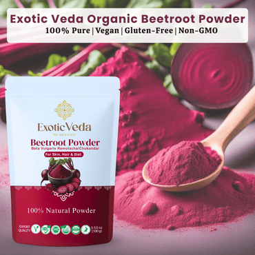 Exotic Veda Beetroot Powder -Vegan & Gluten-Free - 100% Natural, Non-GMO (100g)