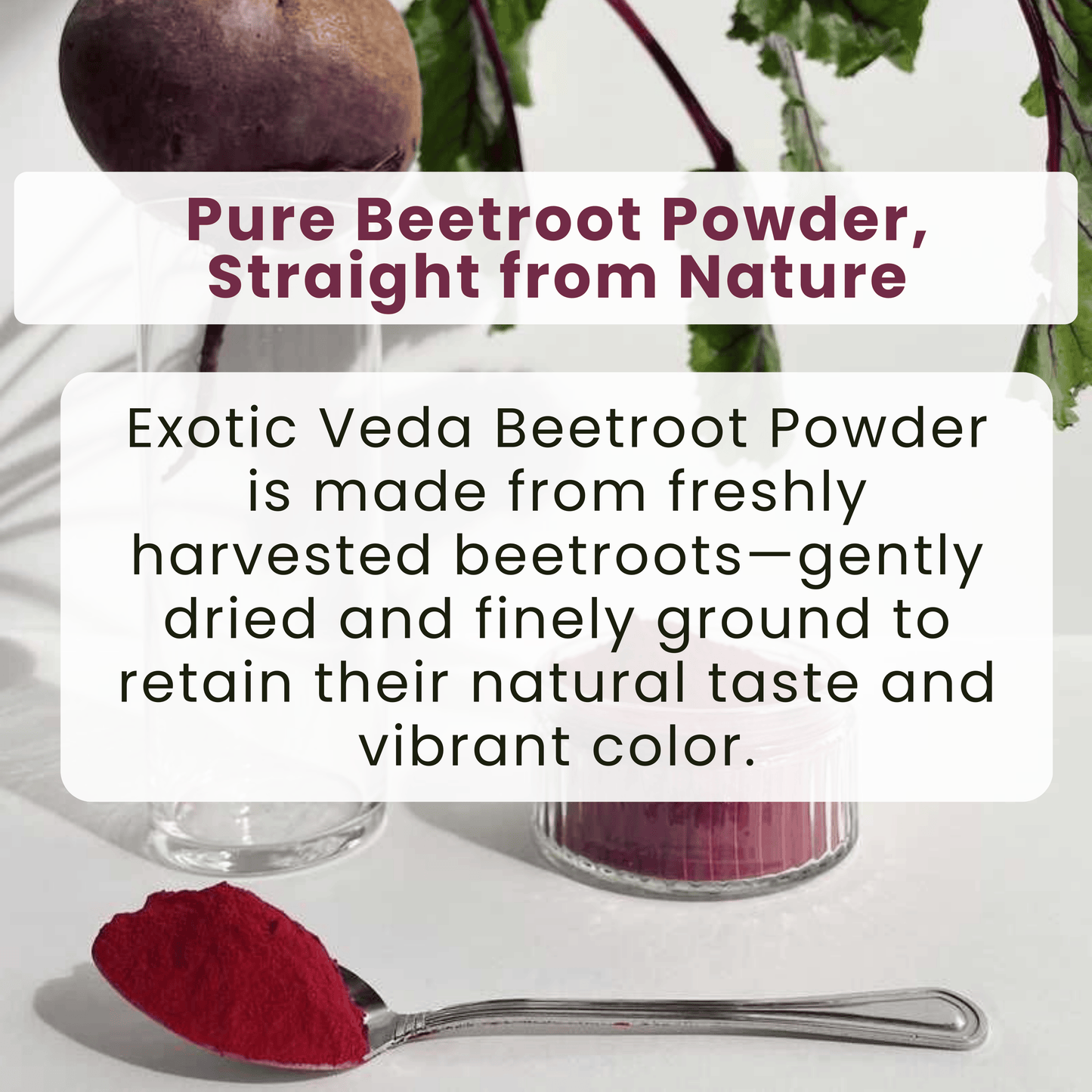 Exotic Veda Beetroot Powder -Vegan & Gluten-Free - 100% Natural, Non-GMO (100g)