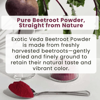 Exotic Veda Beetroot Powder -Vegan & Gluten-Free - 100% Natural, Non-GMO (100g)