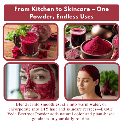 Exotic Veda Beetroot Powder -Vegan & Gluten-Free - 100% Natural, Non-GMO (100g)