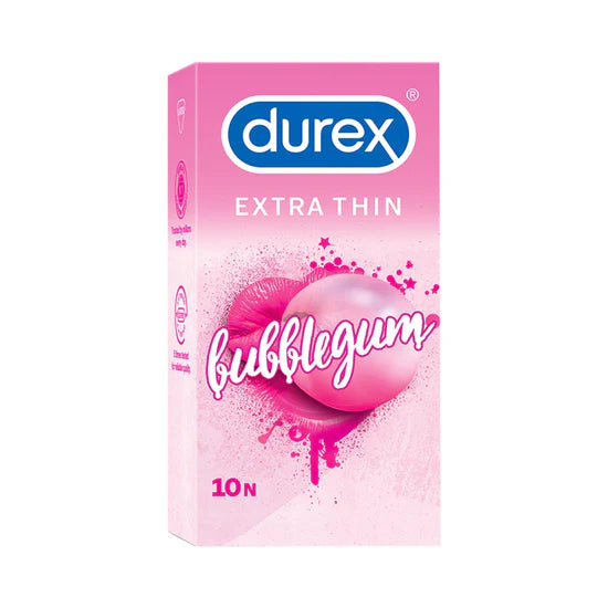 Durex Extra Thin Flavoured Condoms, 10s, Pack of 3 (Bubblegum + Chocolate + Strawberry)