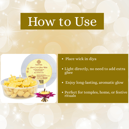 Pure Cow Ghee Diya for Pooja | Ready-to-Use Cotton Batti -Exotic Veda