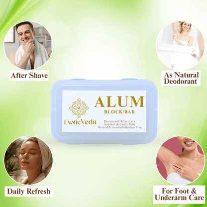 100% Pure Alum Block – Natural Deodorant & Aftershave | Exotic Veda