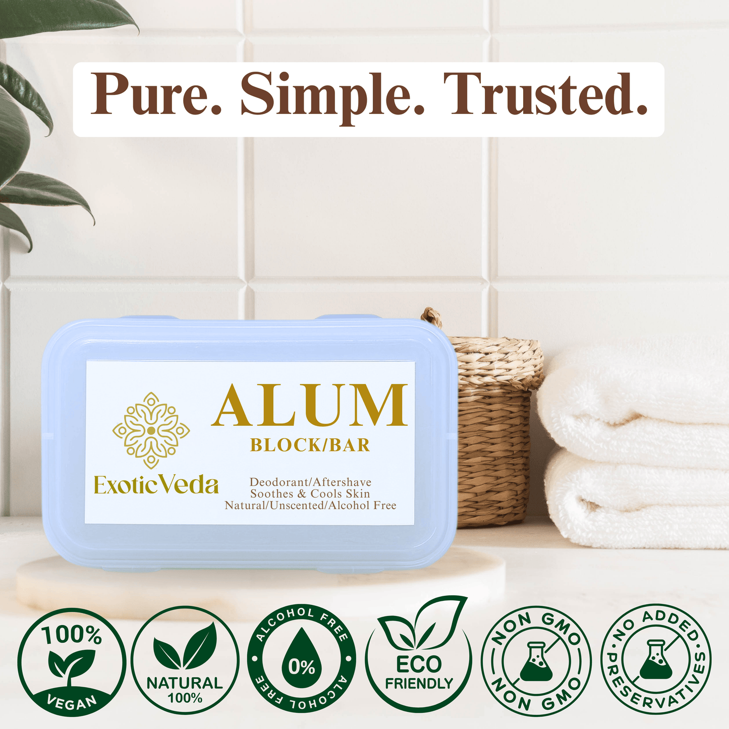 100% Pure Alum Block – Natural Deodorant & Aftershave | Exotic Veda