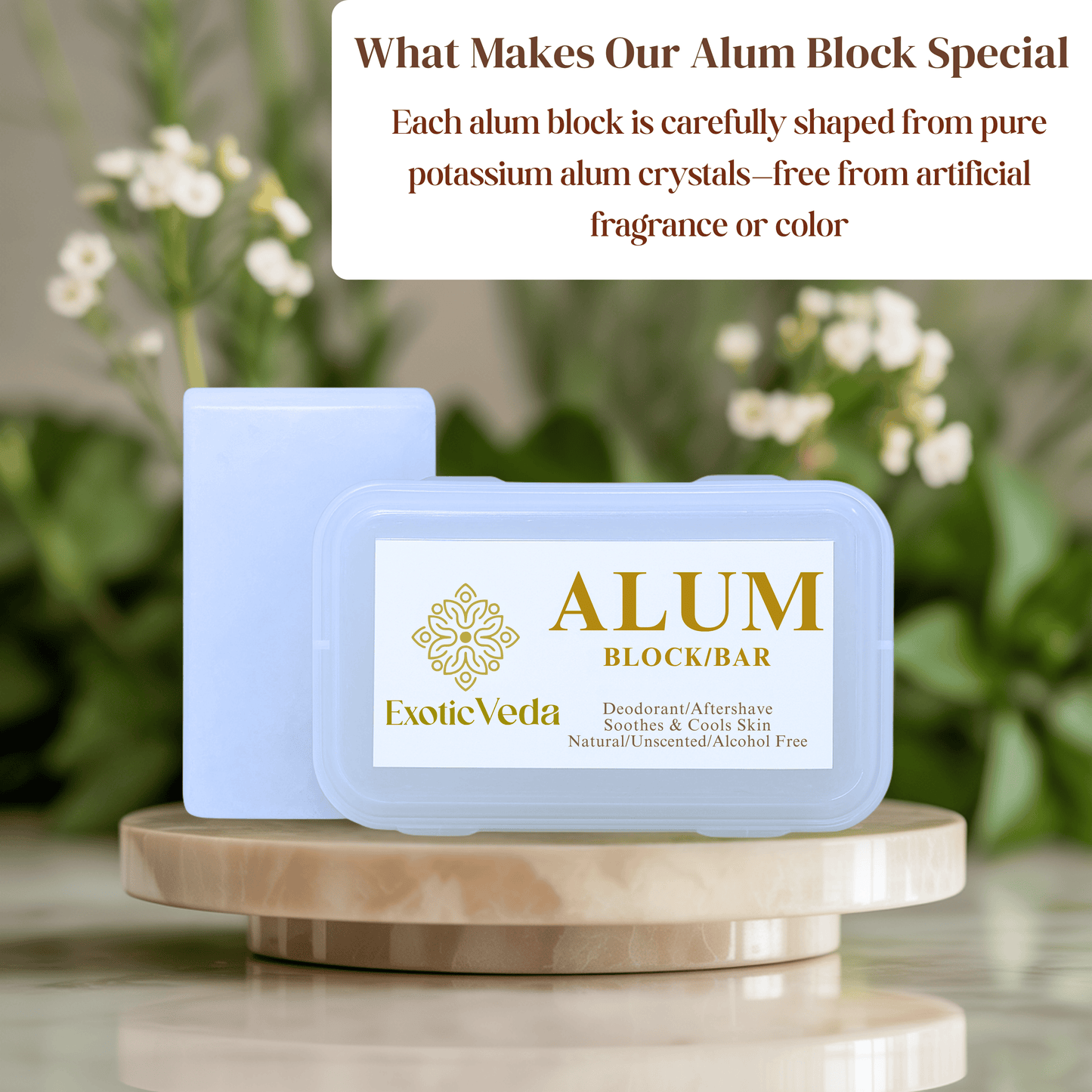100% Pure Alum Block – Natural Deodorant & Aftershave | Exotic Veda
