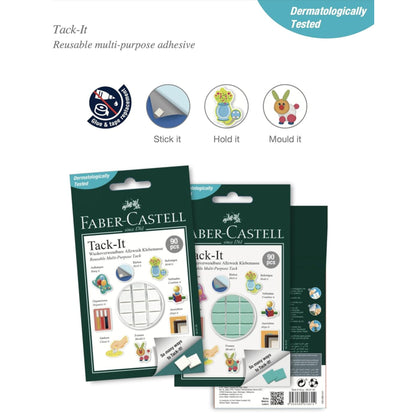 Faber-Castell Tack-It Multipurpose Adhesive - Non-Toxic, Reusable & Removable | 90 Adhesive Blocks for Home, Office & Schoo