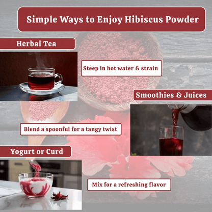 Hibiscus Powder 100g (3.53 oz) – 100% Pure Hibiscus Flower Powder for Tea, Smoothies, Hair & Skin Care