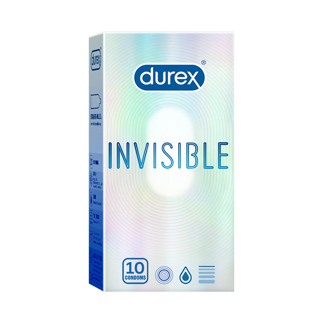 Durex Invisible - 10 Condoms Super Ultra Thin Condoms for Men || Maximum Sensitivity with Reliable Protection