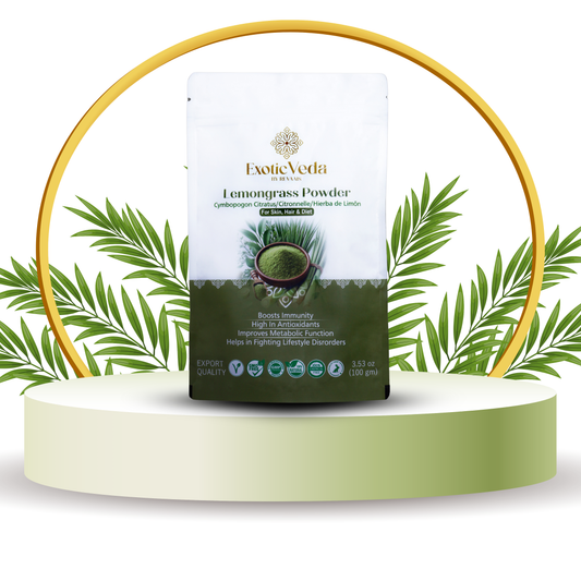 Exotic Veda Lemongrass Powder | Dried Cymbopogon Citratus | 100% Natural & Non-GMO – 100g | Refreshing & Aromatic Herbal Blend