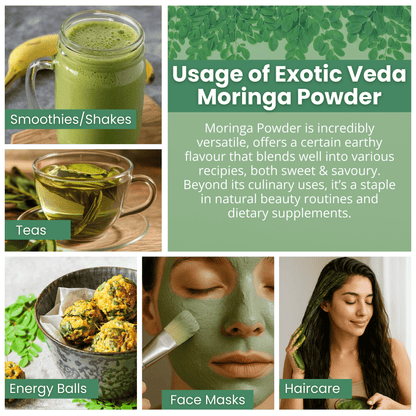 Exotic Veda Moringa Leaf Powder | 100% Natural , Vegan, Non-GMO Superfood – 100g | Rich in Antioxidants & Nutrients