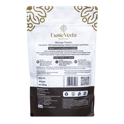 Exotic Veda Moringa Leaf Powder | 100% Natural & Non-GMO Superfood – 100g | Rich in Antioxidants & Nutrients