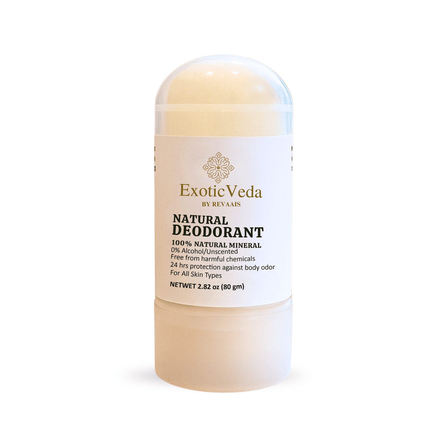 Natural Crystal Roll-On Deodorant – Aluminum-Free, Fragrance-Free, 80g
